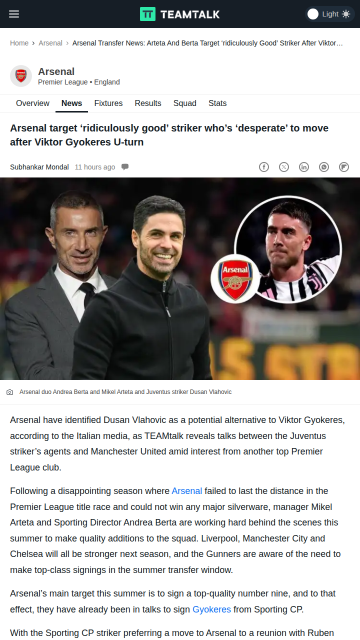 Vlahovic or Gyokeres: Who’s Arsenal’s No.9?