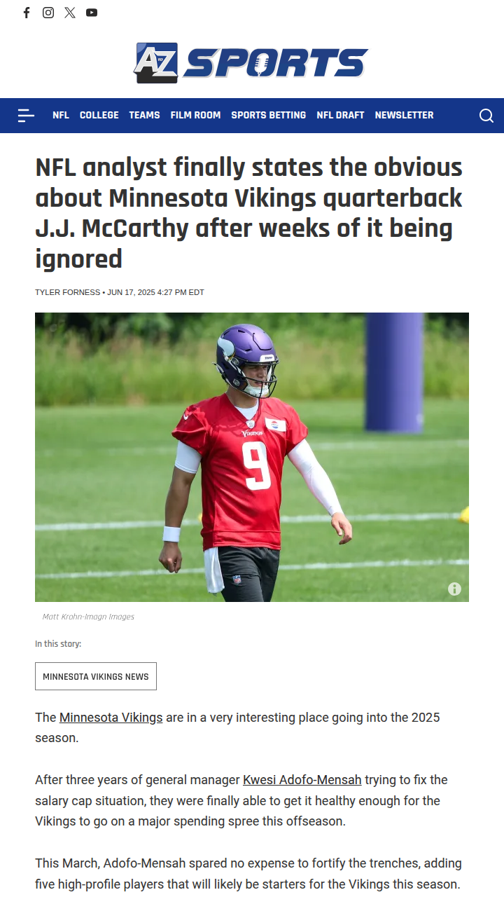 Is JJ McCarthy Set Up for Rookie Success?