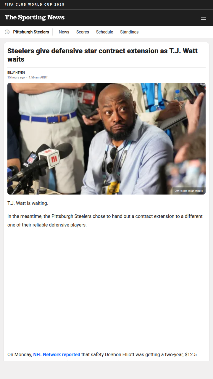 Steelers Lock Up Elliott, But What About Watt?