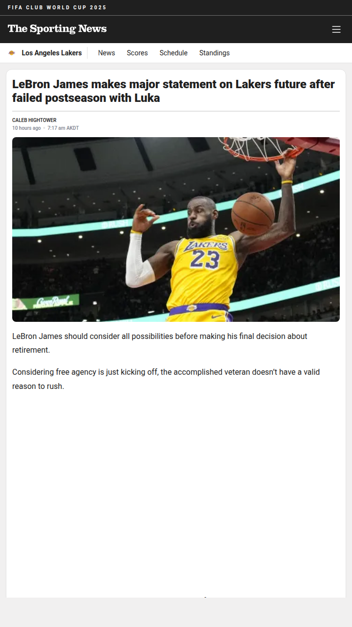 King James Hints at Lakers Return