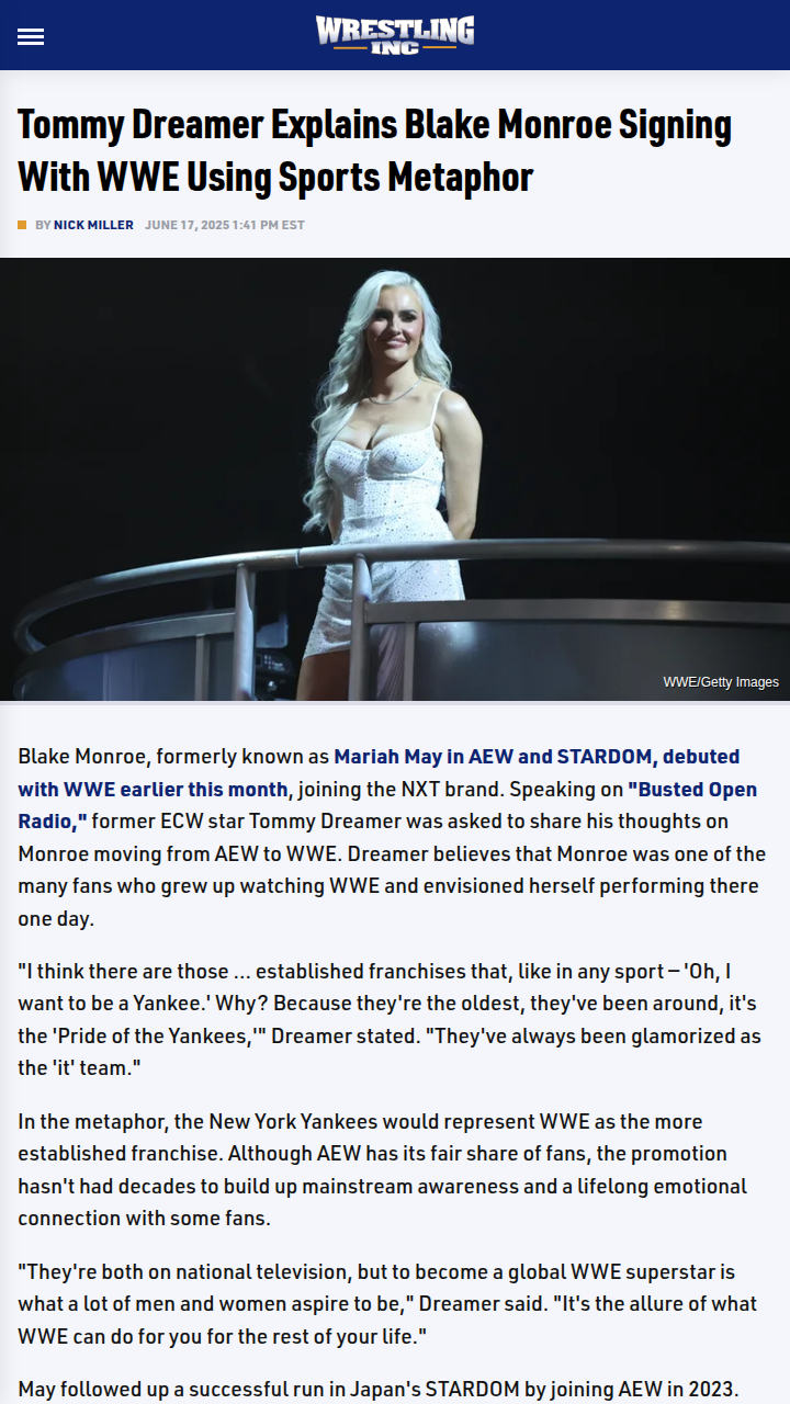 Blake Monroe: From AEW to WWE’s ‘Yankees’