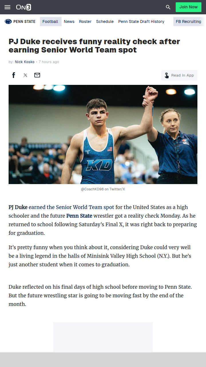 PJ Duke: From Mat King to Grad Kid