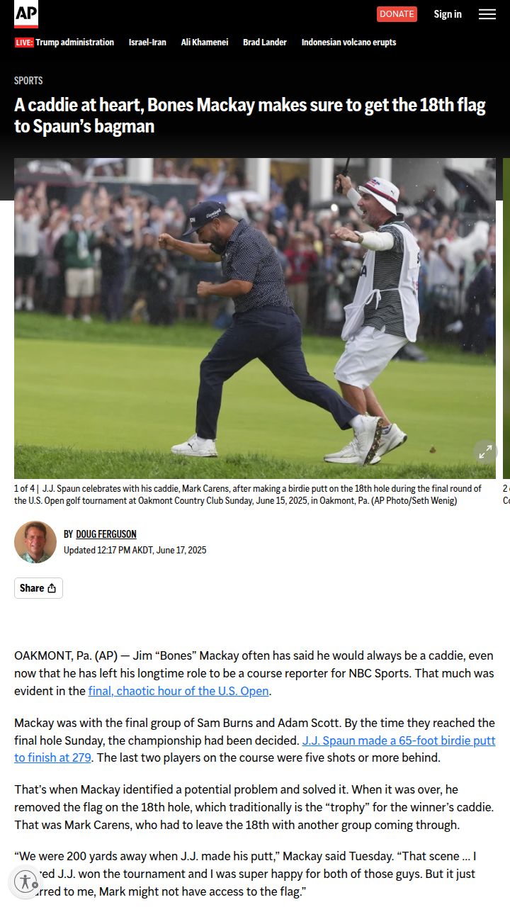 Bones Mackay’s Caddie Move at Oakmont