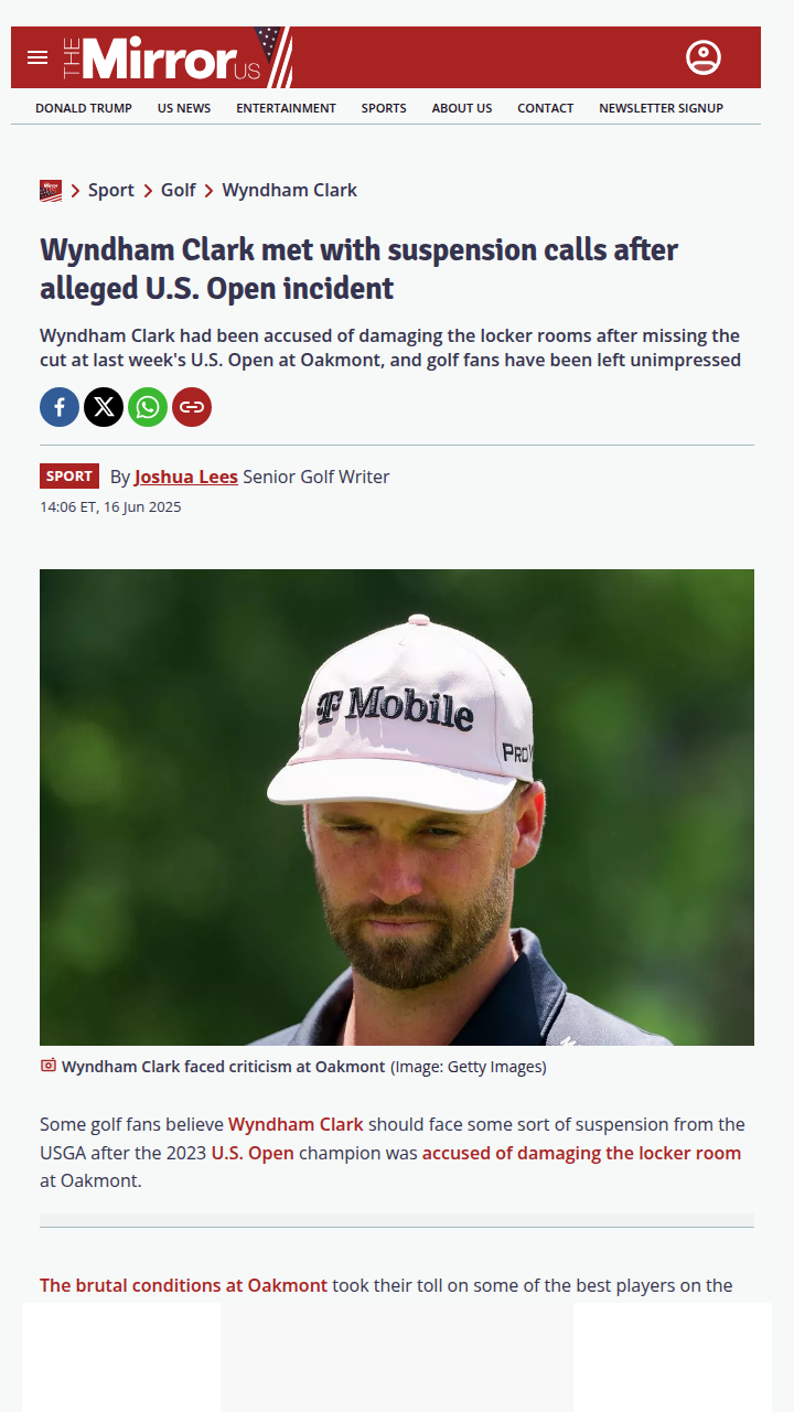 Wyndham Clark’s Oakmont Outburst: Suspension Looms?
