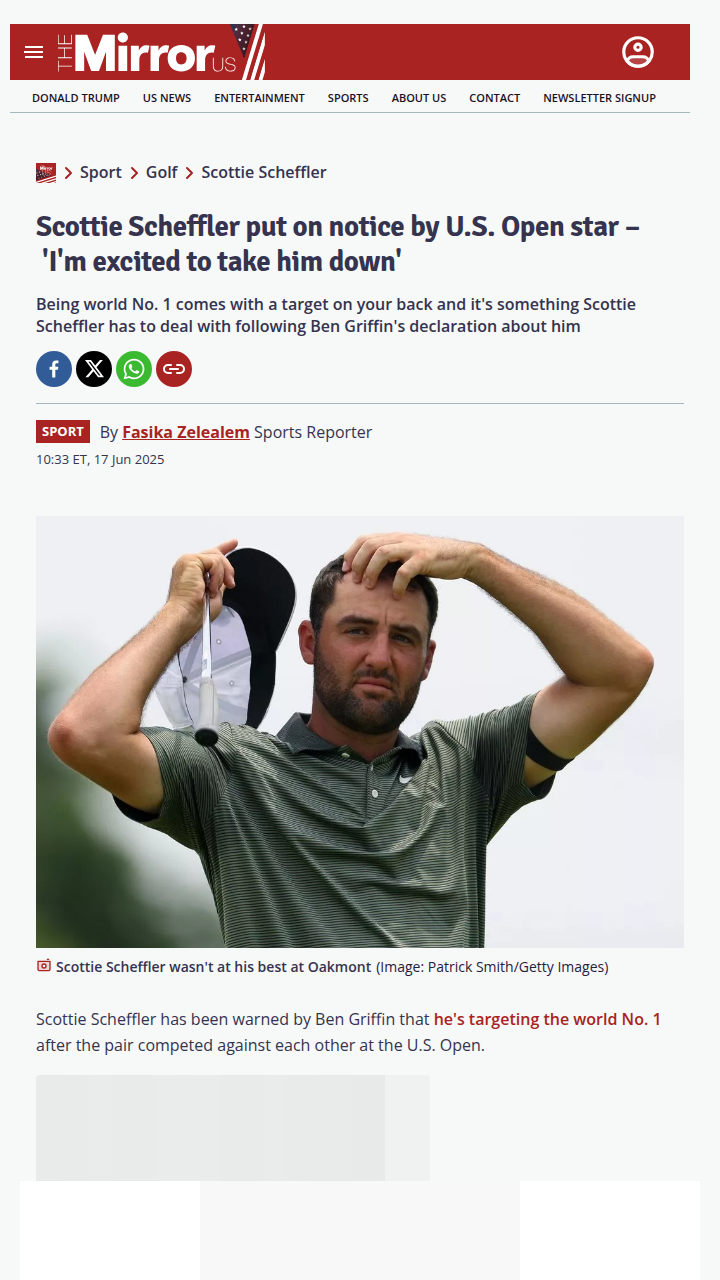 Griffin Calls Out Scheffler After U.S. Open