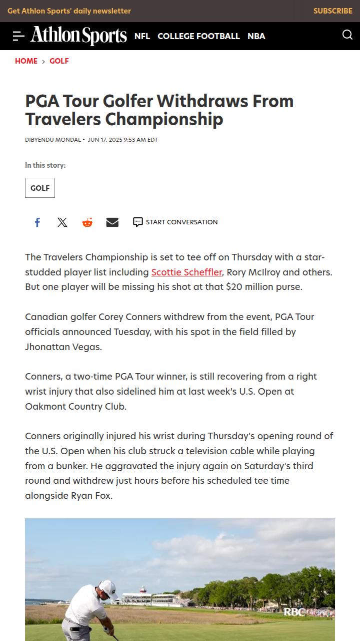 Conners Out—Vegas In at Travelers!