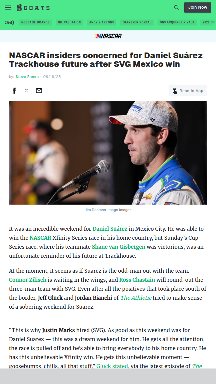 Is Suárez on the Hot Seat at Trackhouse?