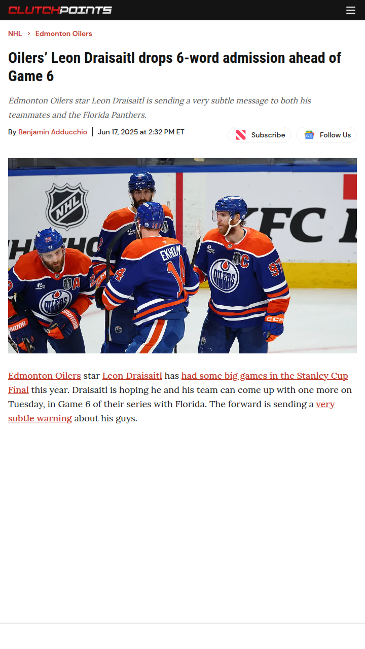 Draisaitl’s Bold Words Before Game 6