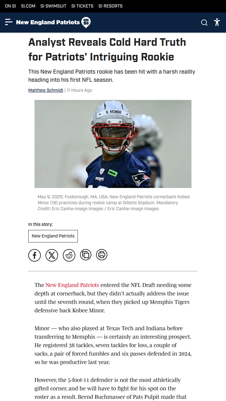 Can Kobee Minor Crack the Pats’ Roster?