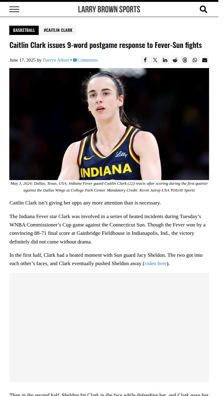 Clark Keeps It Classy After Sun Scuffle