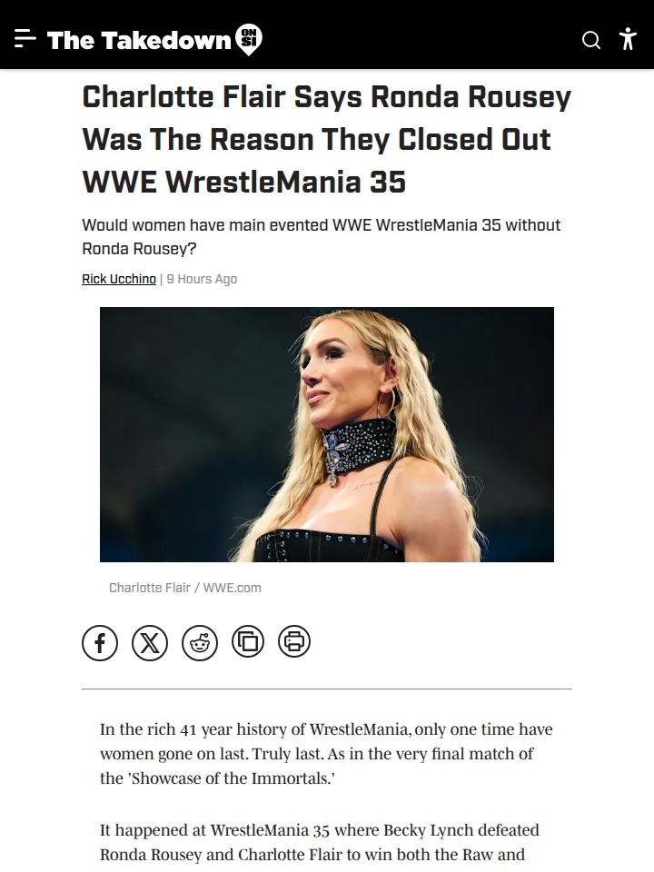 Queen Flair Credits Rousey for WM35 Main Event