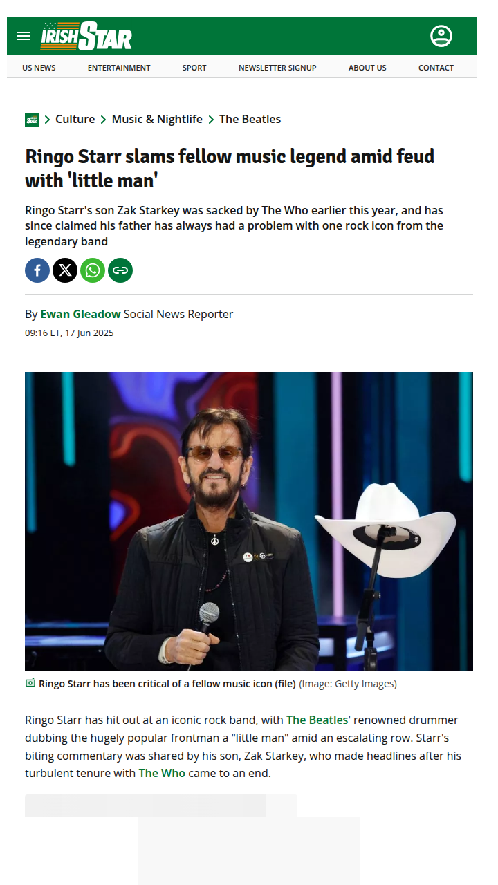 Ringo Throws Shade at Daltrey 😳