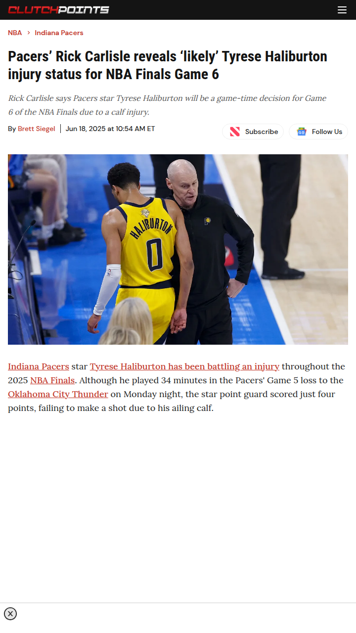Haliburton’s Game 6 Status: Will He Suit Up?