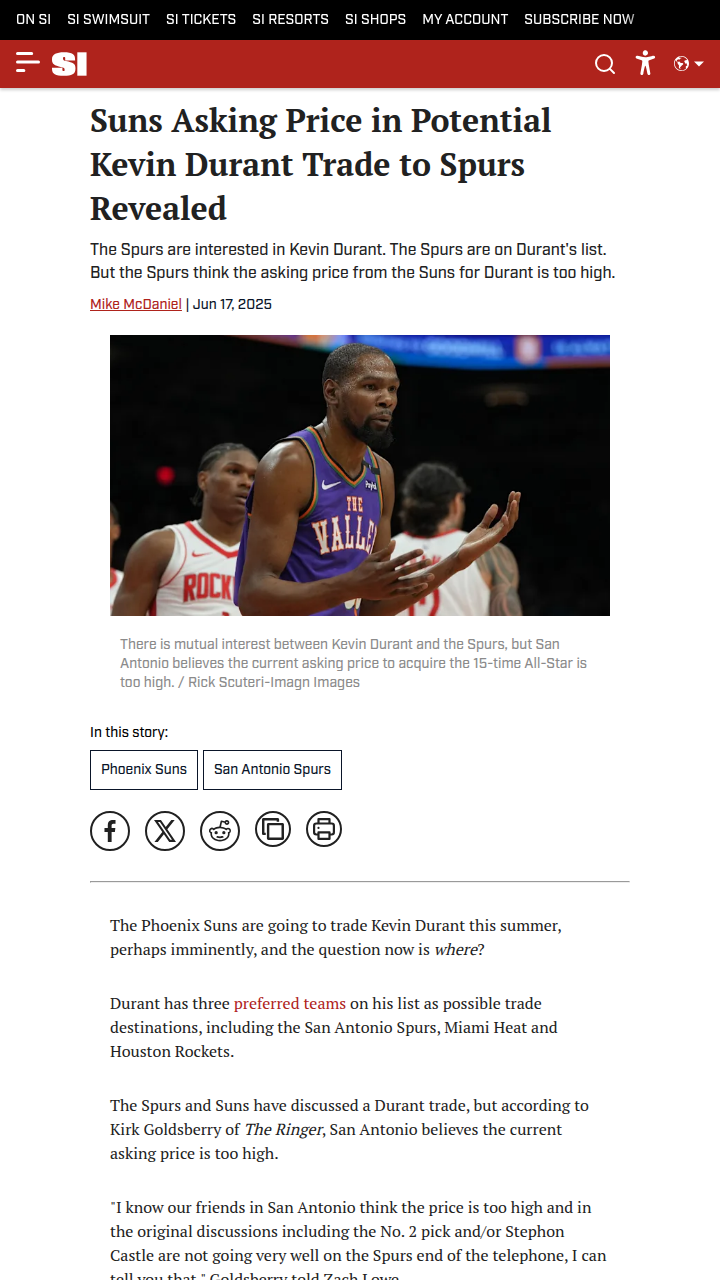 KD to Spurs? Suns’ Price Too Steep!