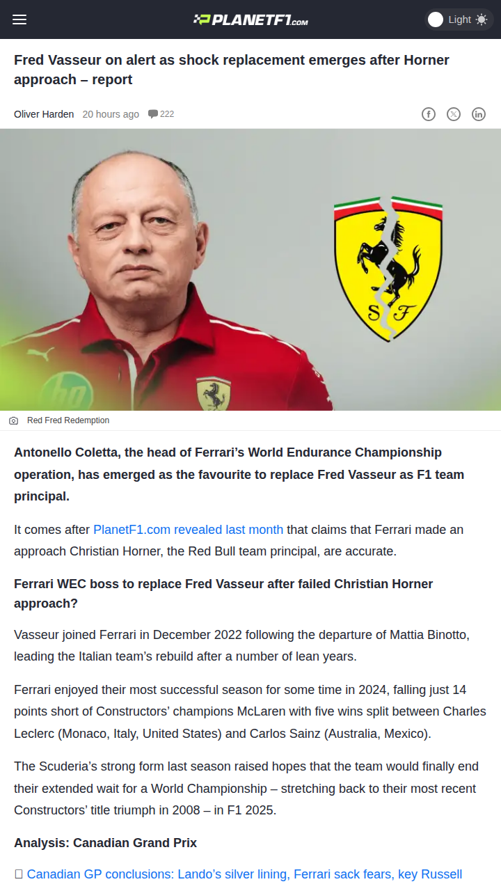 Is Vasseur Out? Coletta Rumors Heat Up