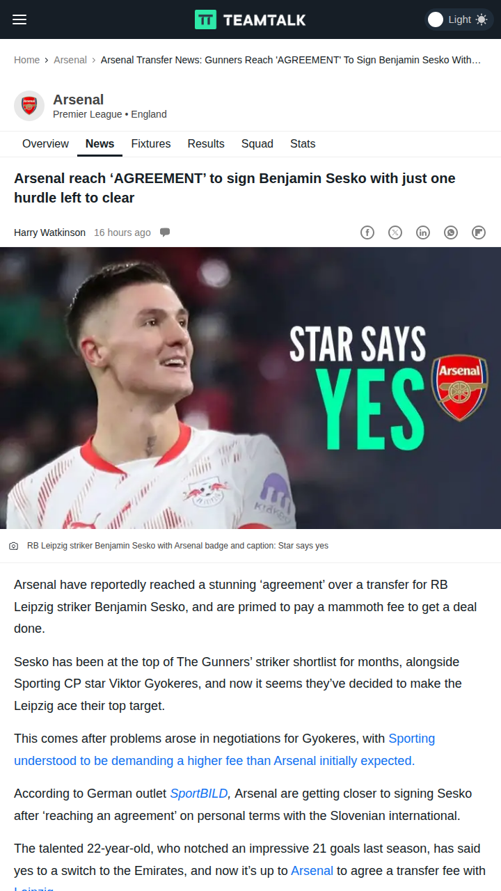 Sesko Saga: Gunners One Step Away!
