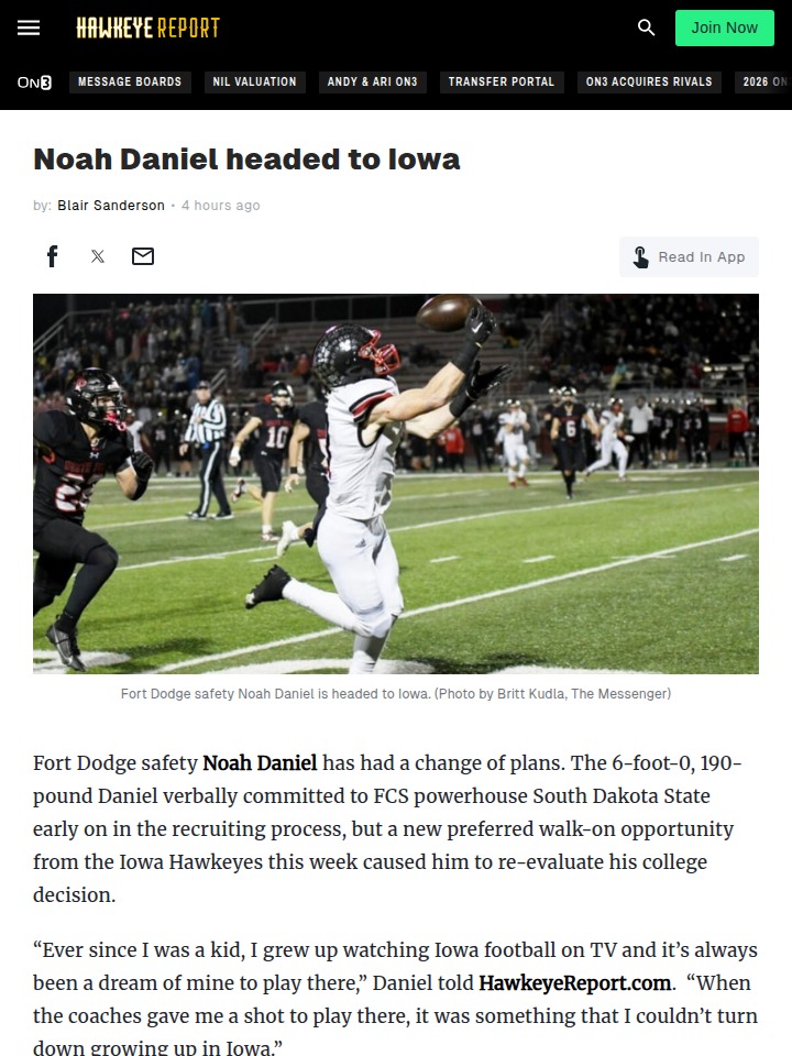 Noah Daniel Flips to the Hawkeyes!