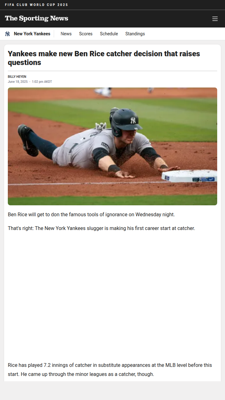 Ben Rice Behind the Plate: Smart Move or Risky Bet?