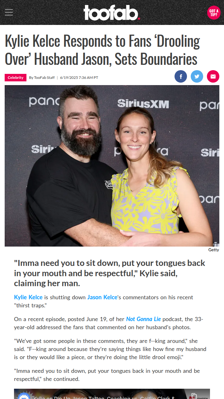 Kylie Kelce Lays Down the Law on Jason’s Fans