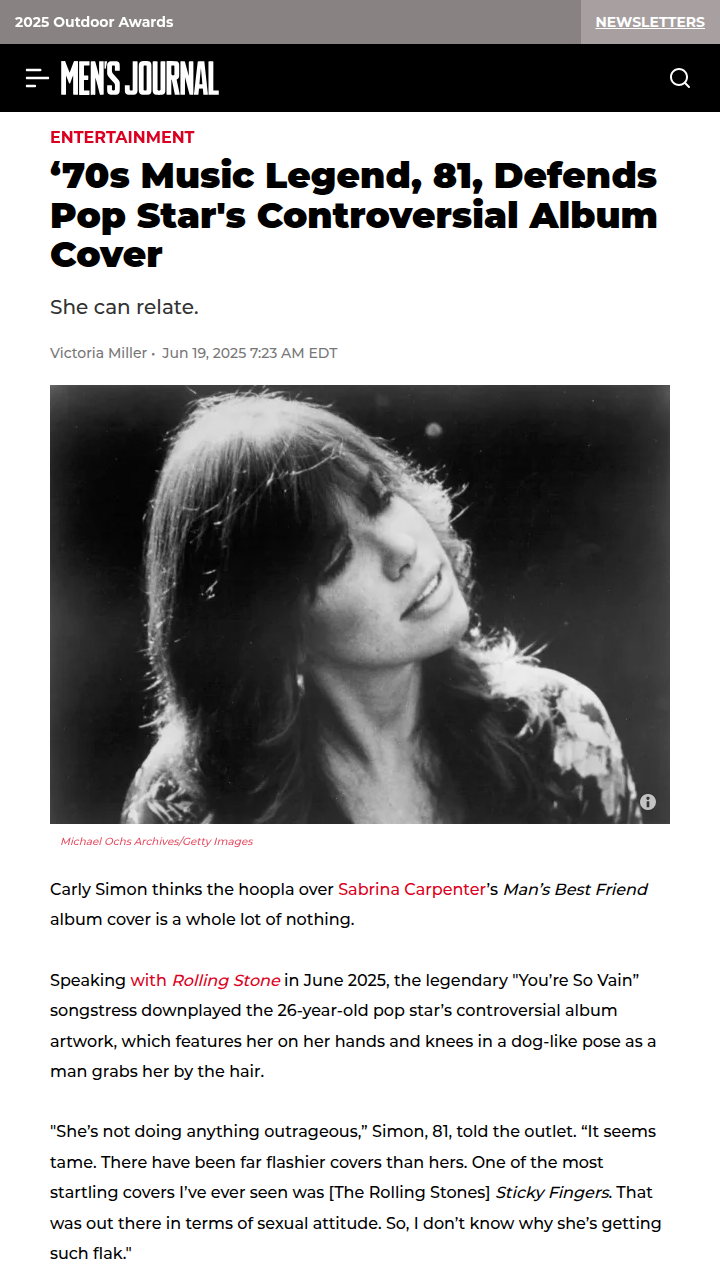 Carly Simon Weighs In on Sabrina’s Album Cover 🧐