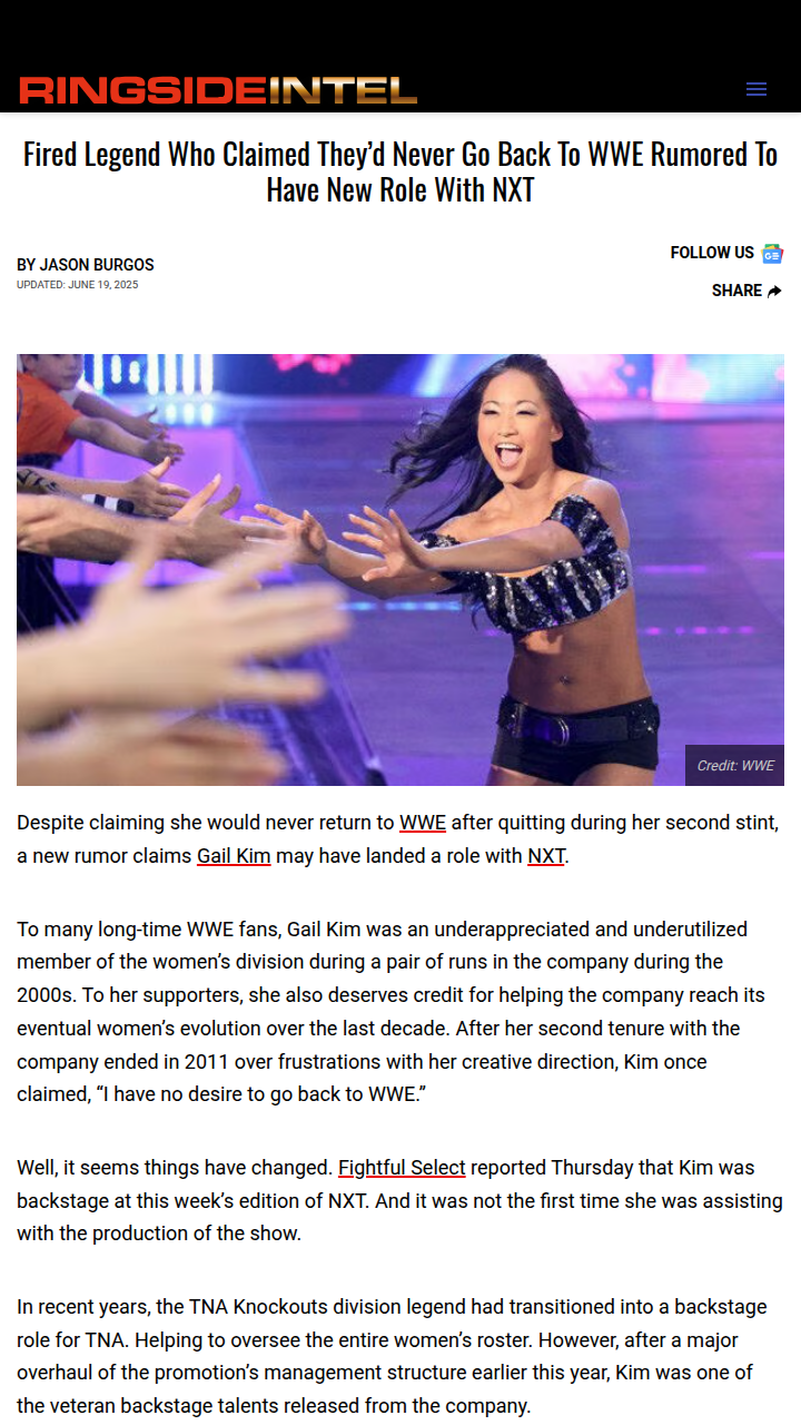 Gail Kim Spotted Backstage at NXT?!