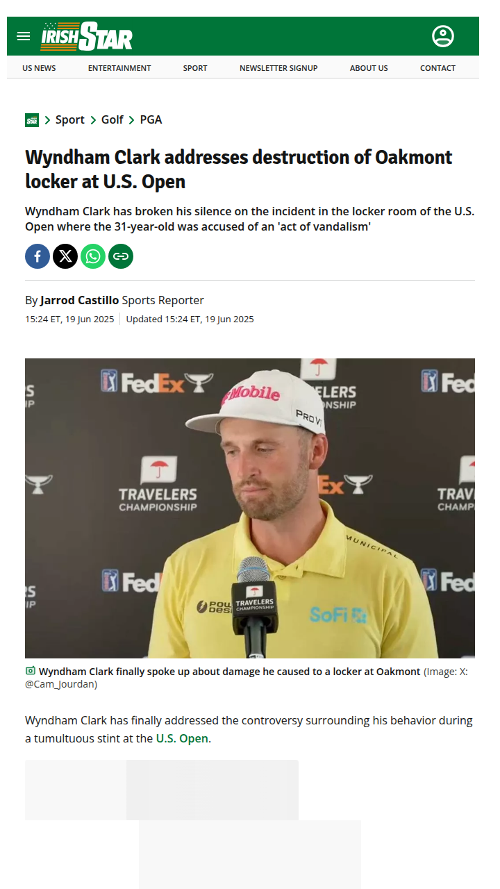 Wyndham Clark’s Oakmont Outburst: Overblown?