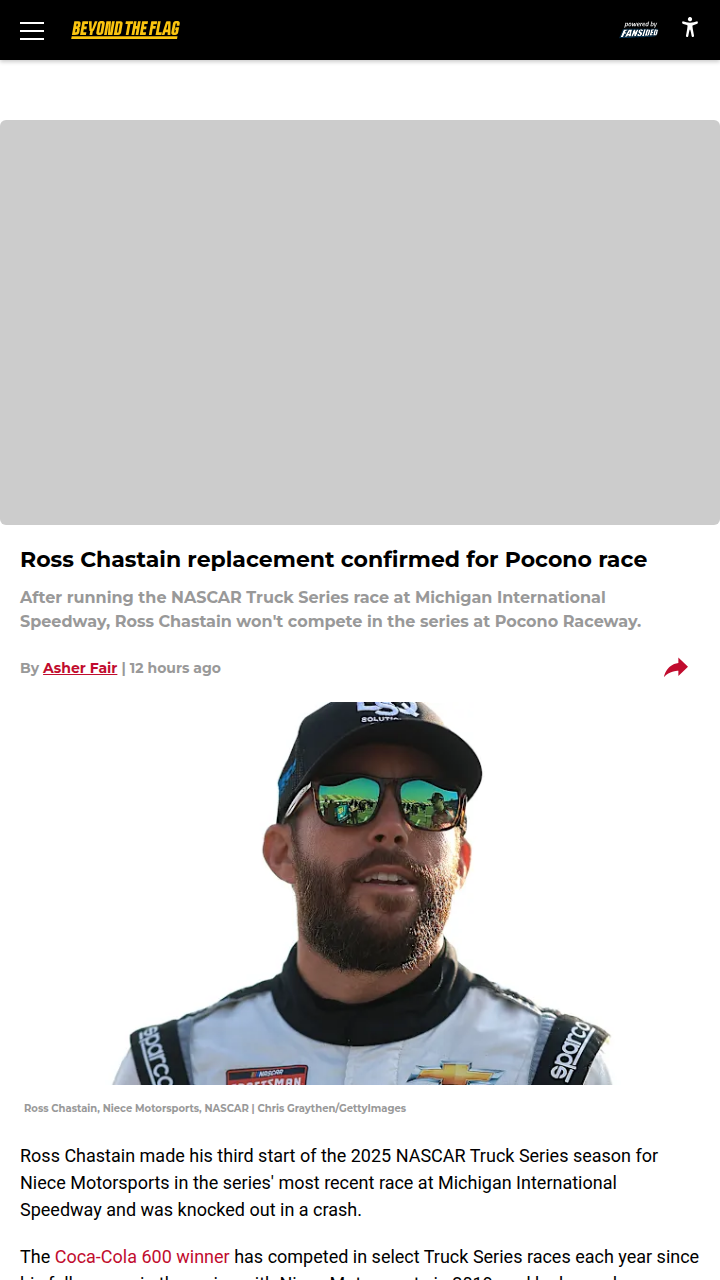 Chastain Out, Conner Jones In at Pocono!