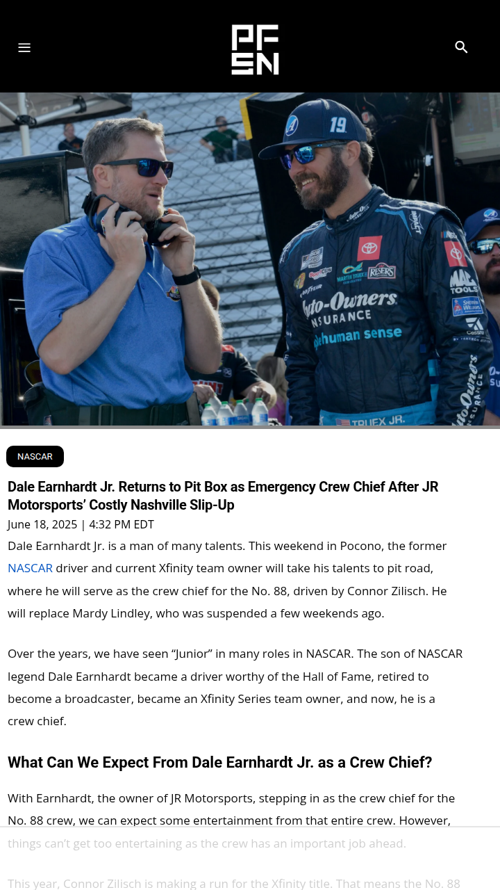 Junior Takes the Pit Box at Pocono!