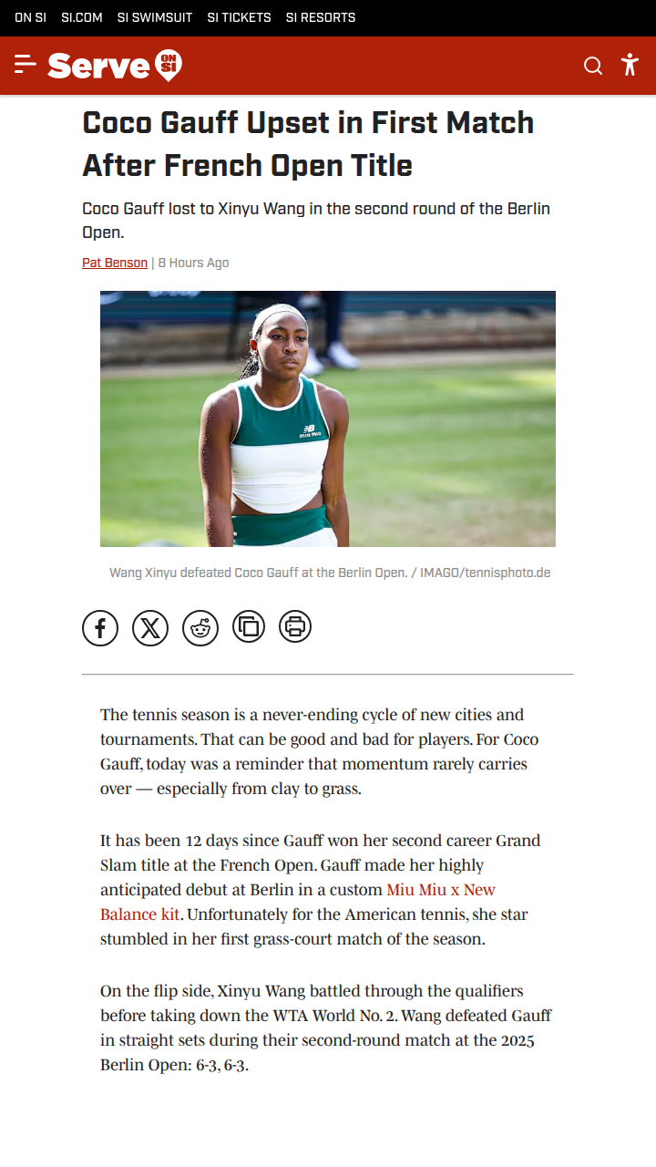 Gauff Stunned in Berlin—Grass Woes Return