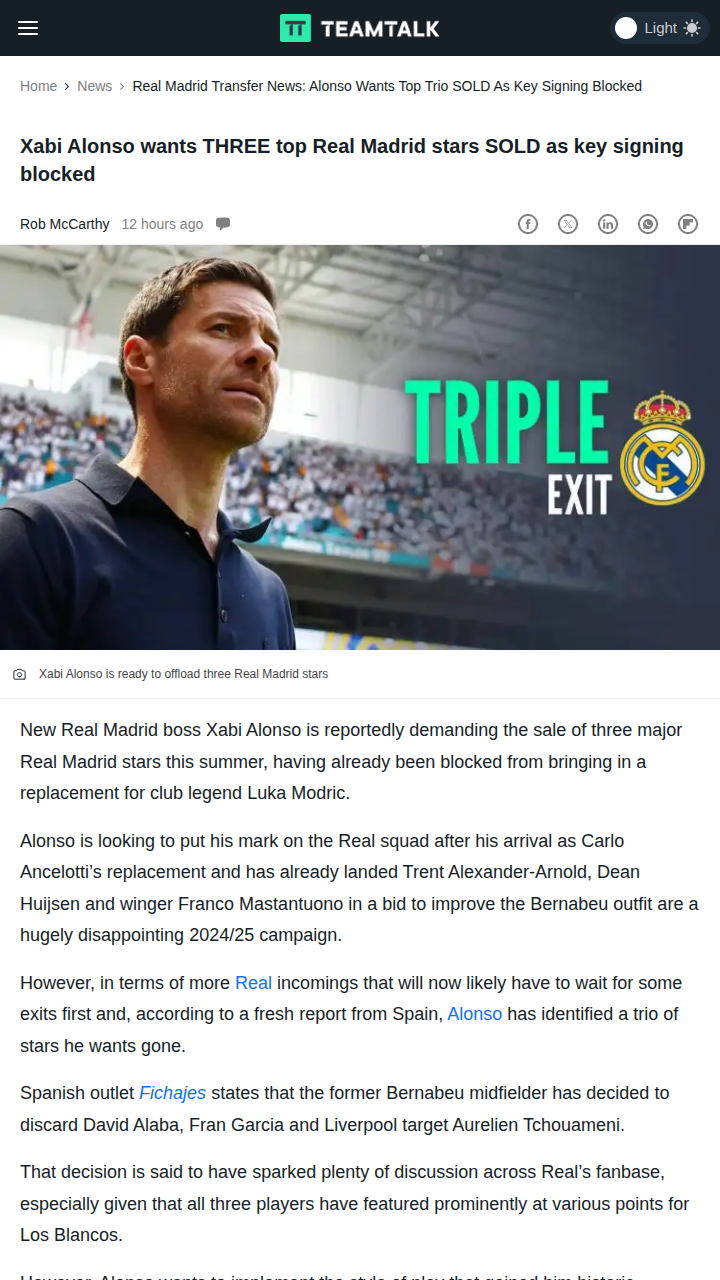 Alonso’s Bold Call: Big Names Out at Real?