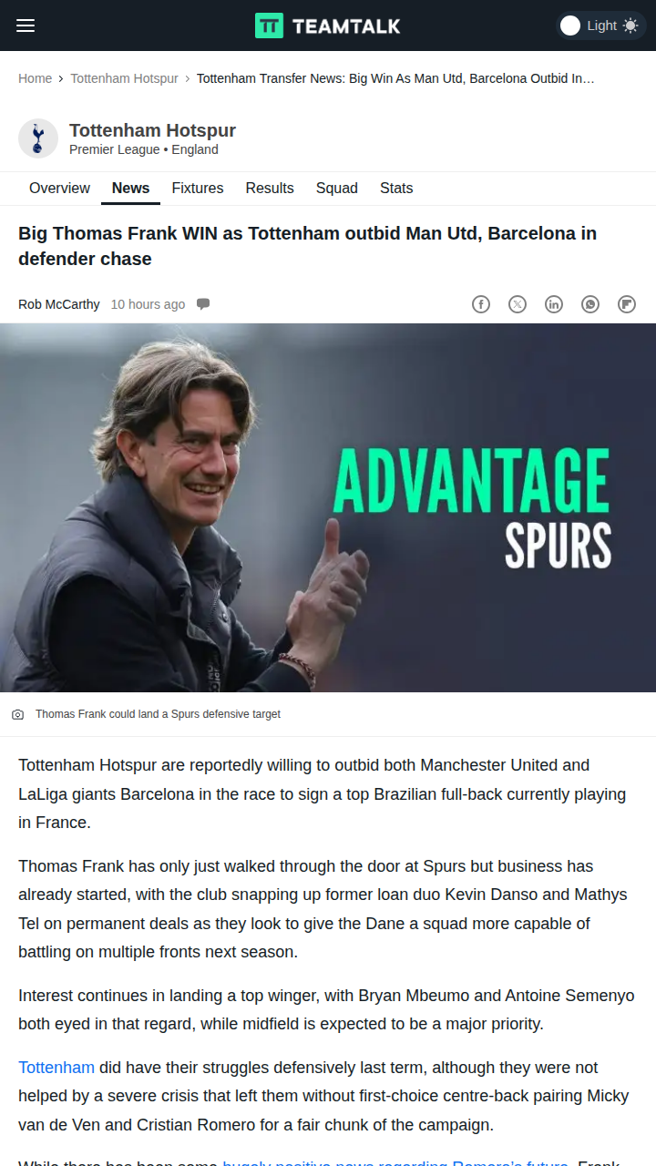 Spurs Outbid Barca & Man Utd for Vanderson!