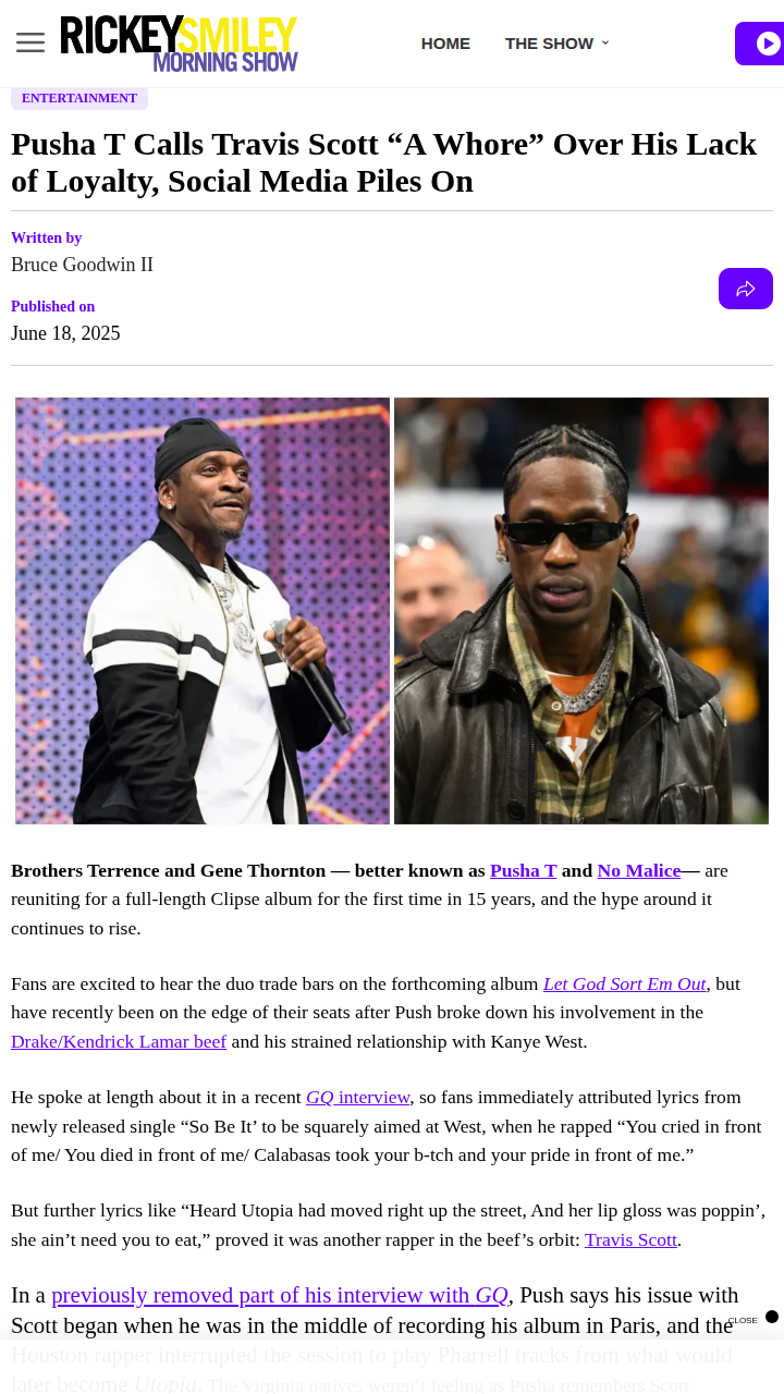 Pusha T Calls Travis Scott Out 👀