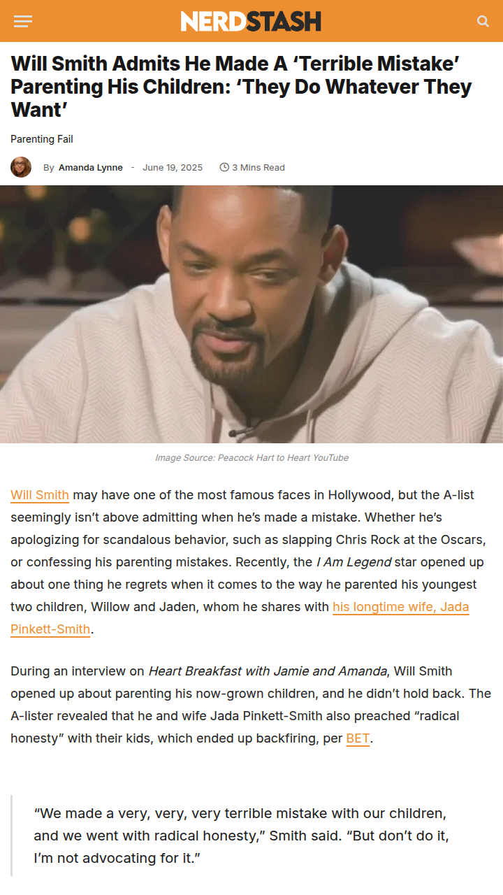 Will Smith’s Parenting Regret 😬