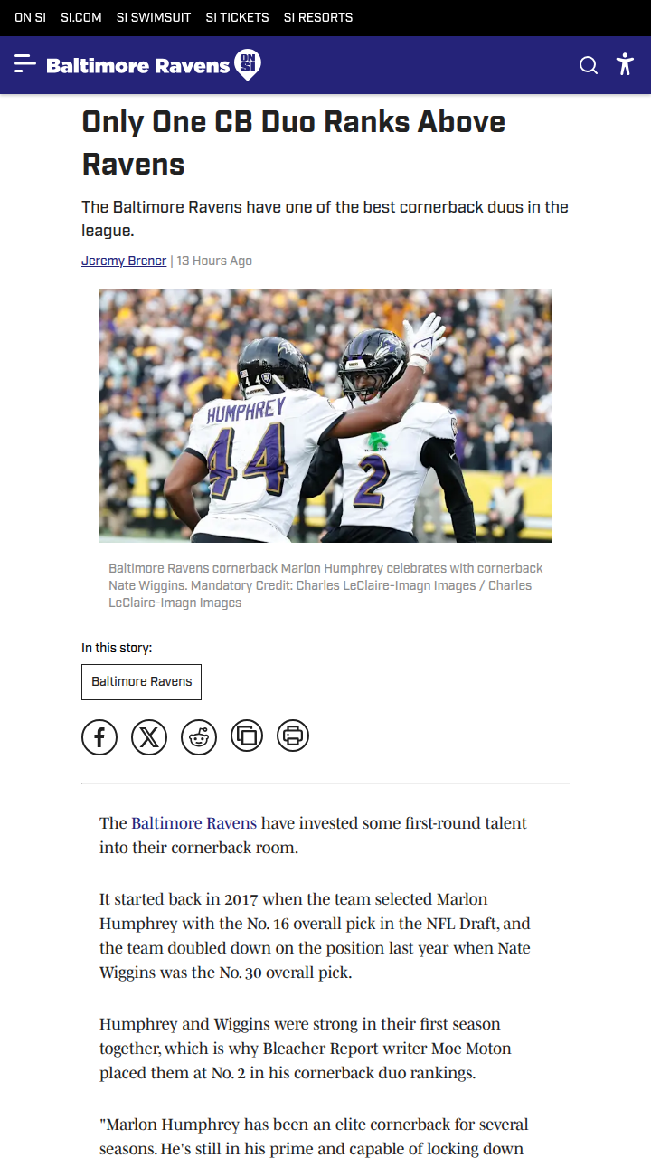 Ravens’ Lockdown Duo: Just Shy of #1?