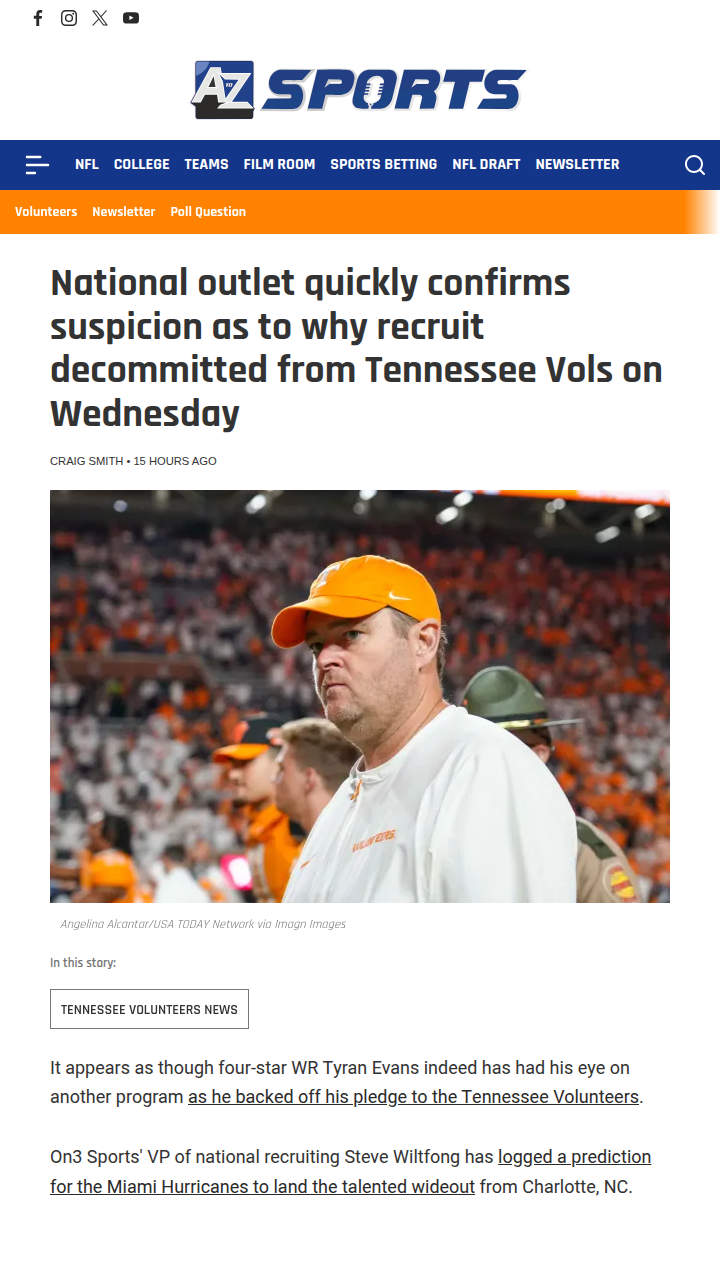 Tyran Evans Flips Script: Canes Over Vols?