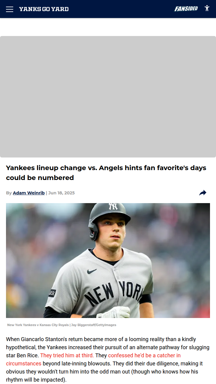 Ben Rice Behind the Plate: What’s Next?