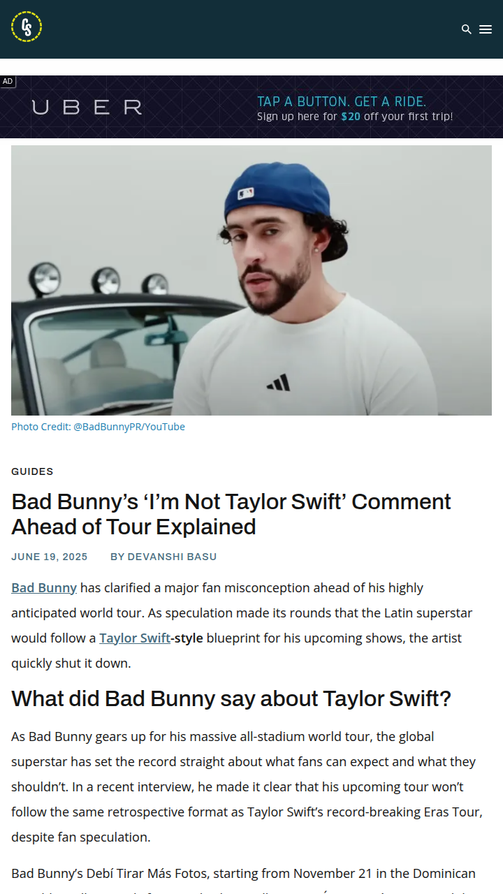 Bad Bunny Shuts Down Swift Comparisons 😮