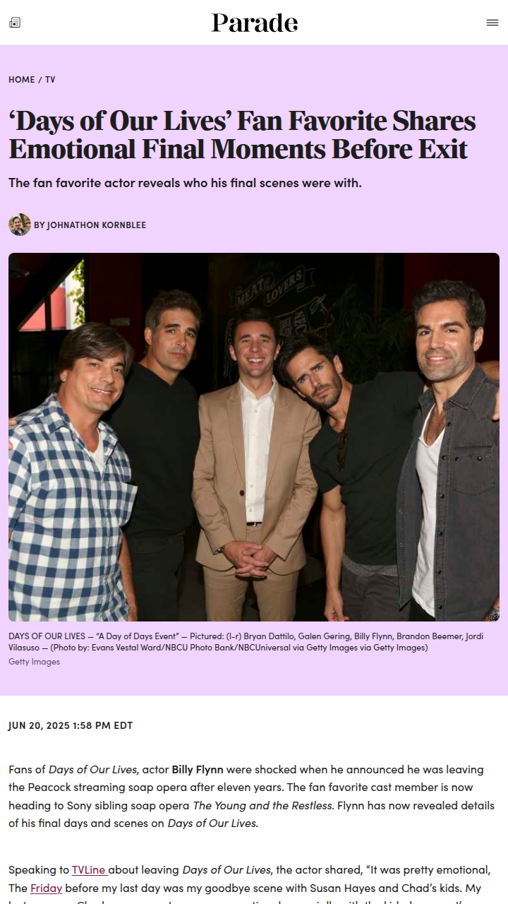 Billy Flynn’s Tearful DOOL Goodbye 😢