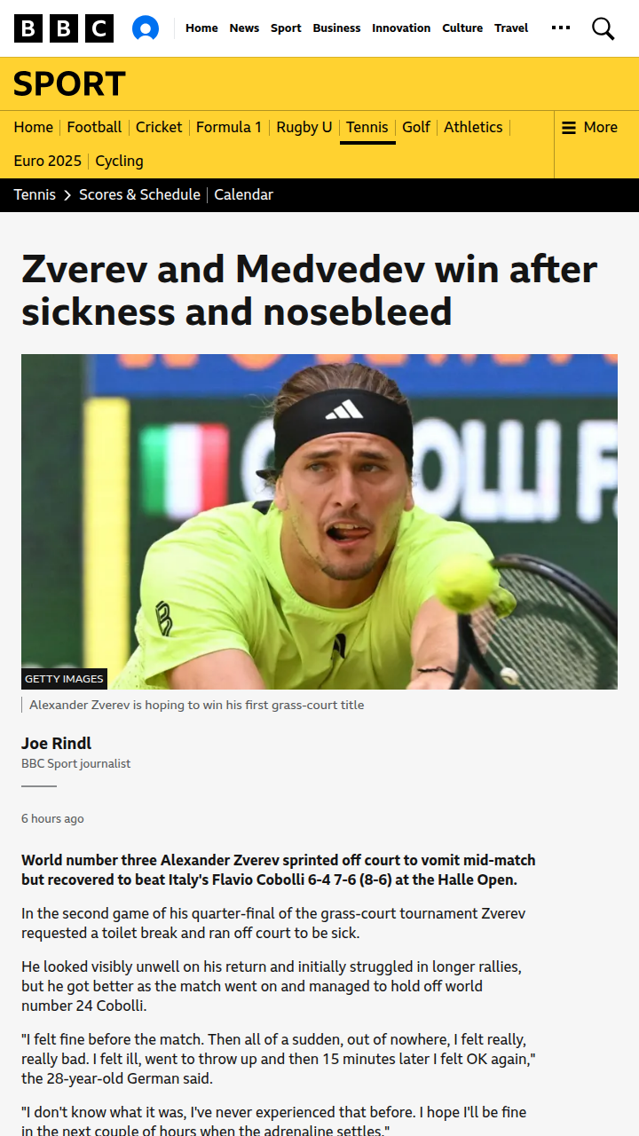 Zverev & Meddy Battle Sickness, Set Up Showdown
