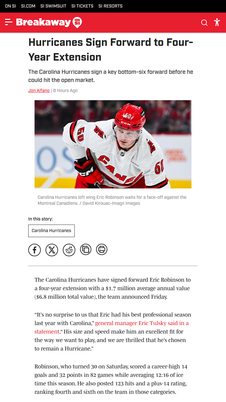 Canes Lock Down Robinson: Smart Move?