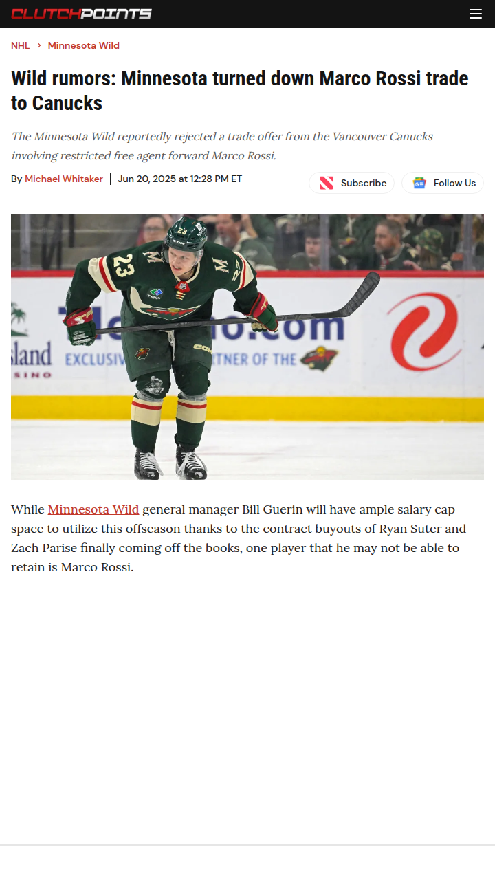 Wild Blockbuster? Rossi Trade Rumors Heat Up