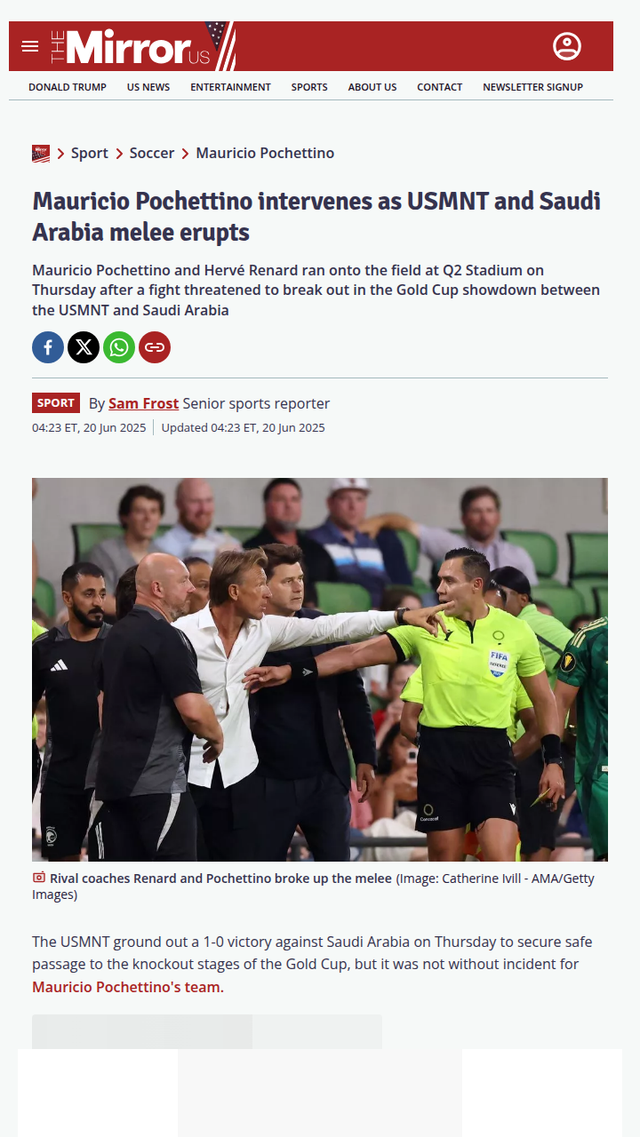 Poch Breaks Up Gold Cup Brawl in Austin