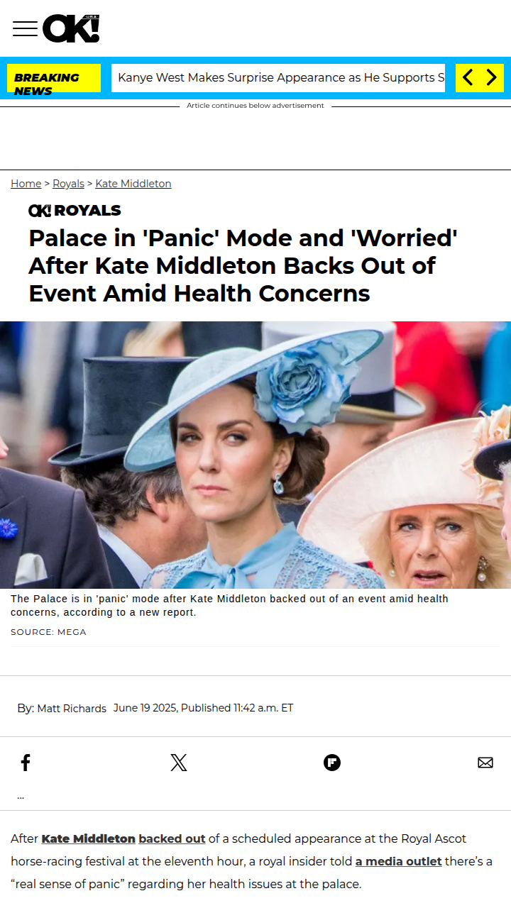 Palace Panic Over Kate’s Last-Minute No-Show 🏰
