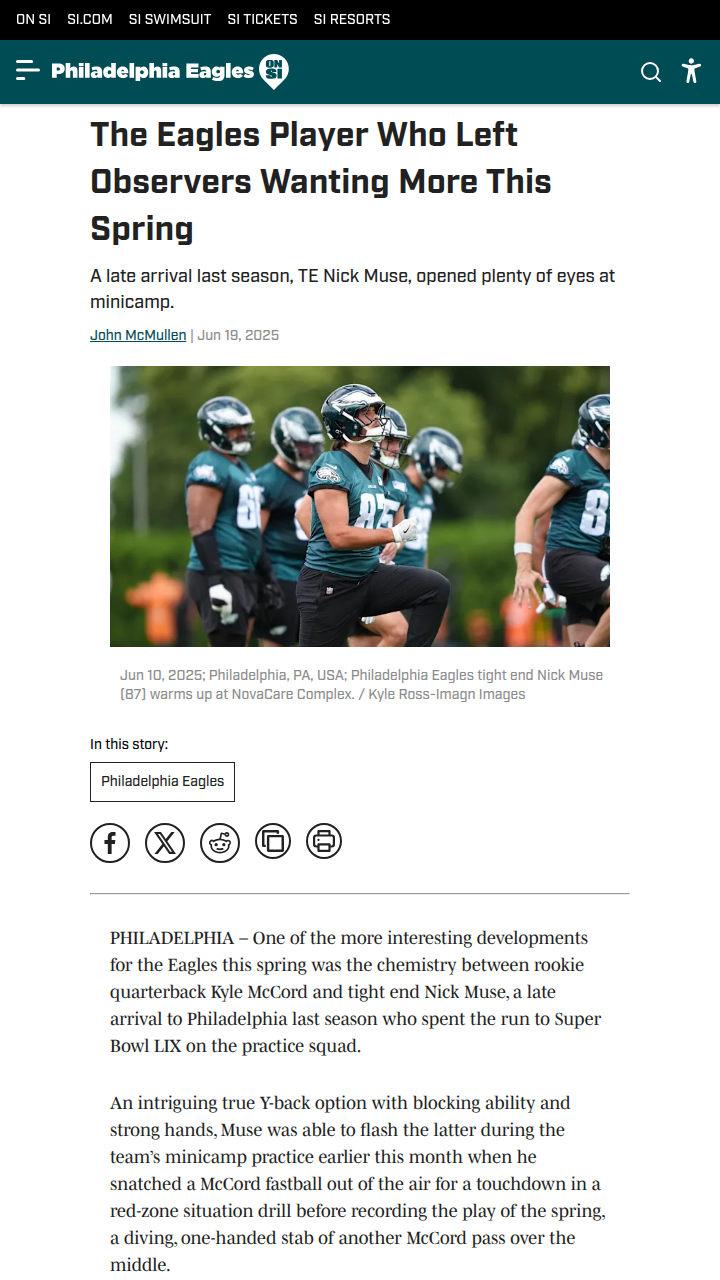 Is Nick Muse Philly’s Hidden Gem TE?