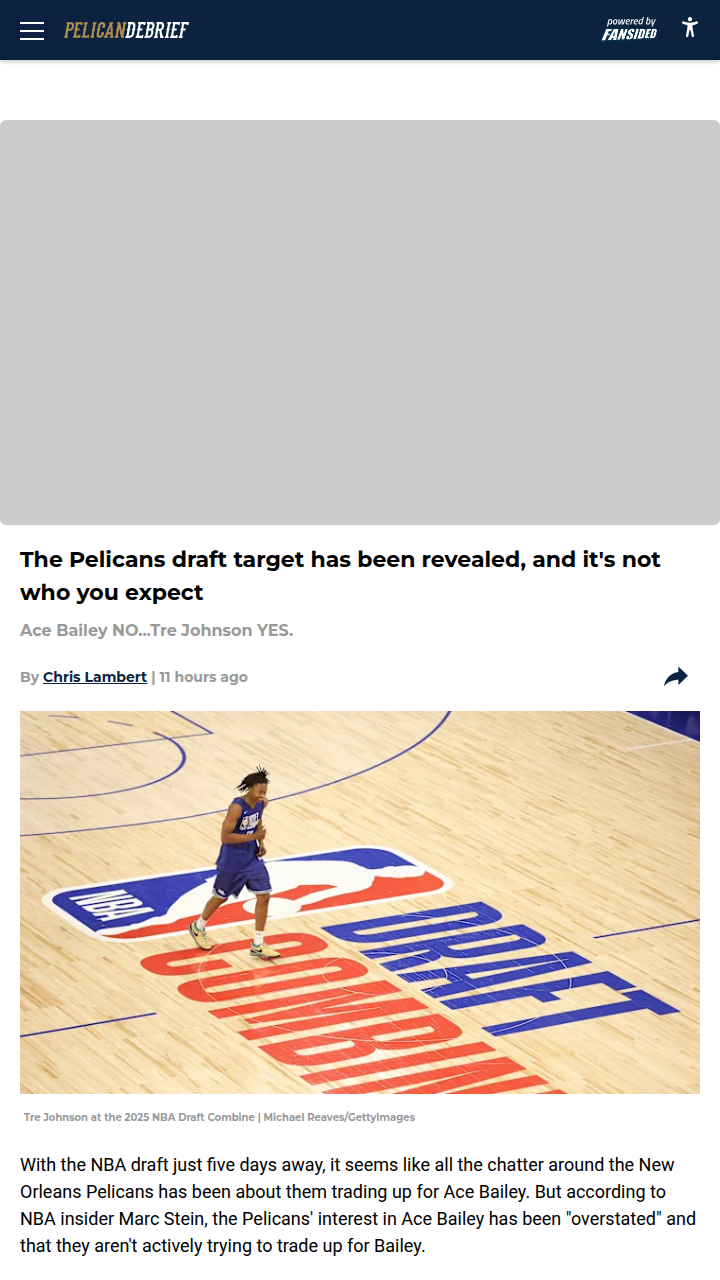 Pelicans Eyeing Tre Johnson, Not Ace?