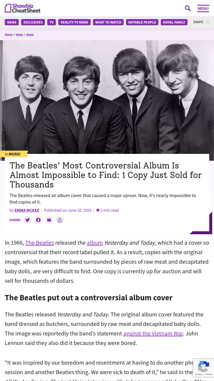 Beatles Butcher Cover Drama Resurfaces 🧩