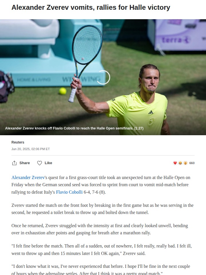 Zverev’s Grit: Vomit Break to Victory!