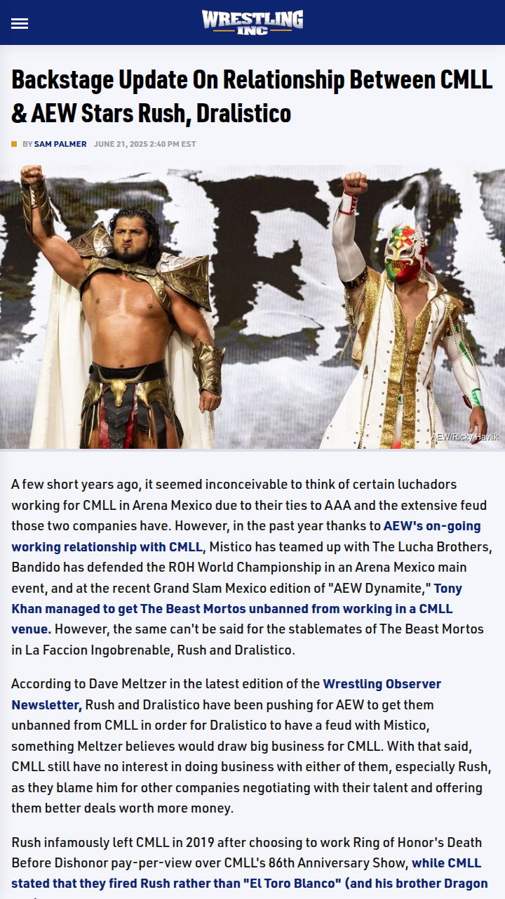 Rush & Dralistico Still Blocked by CMLL?