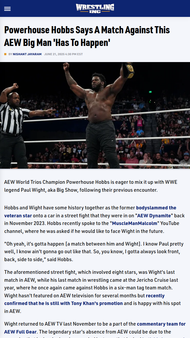 Hobbs vs. Big Show: Is the Rematch Coming?