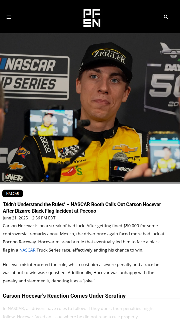 Hocevar’s Black Flag Blunder at Pocono
